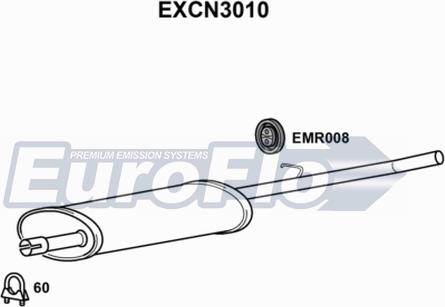 EuroFlo EXCN3010 - Vidējais izpl. gāzu trokšņa slāpētājs autodraugiem.lv