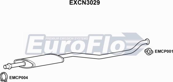 EuroFlo EXCN3029 - Vidējais izpl. gāzu trokšņa slāpētājs autodraugiem.lv