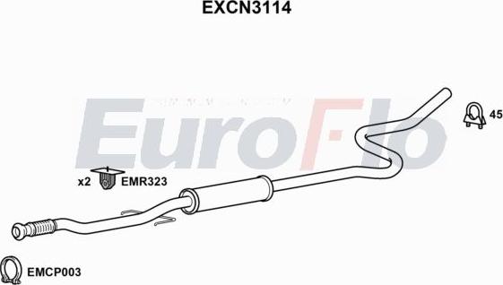 EuroFlo EXCN3114 - Vidējais izpl. gāzu trokšņa slāpētājs autodraugiem.lv