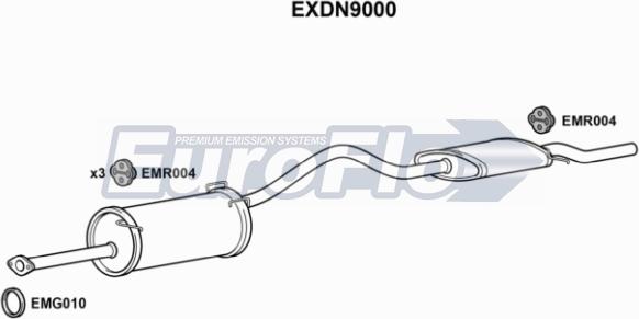 EuroFlo EXDN9000 - Vidējais / Gala izpl. gāzu trokšņa slāpētājs autodraugiem.lv