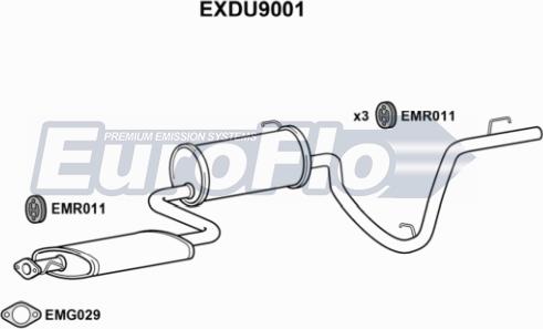 EuroFlo EXDU9001 - Vidējais / Gala izpl. gāzu trokšņa slāpētājs autodraugiem.lv