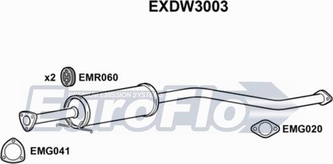 EuroFlo EXDW3003 - Vidējais izpl. gāzu trokšņa slāpētājs autodraugiem.lv