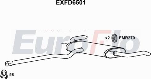 EuroFlo EXFD6501 - Trokšņa slāpētāja ieliktnis, Gala trokšņa slāpētājs autodraugiem.lv