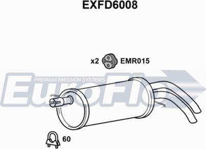 EuroFlo EXFD6008 - Izplūdes gāzu trokšņa slāpētājs (pēdējais) autodraugiem.lv