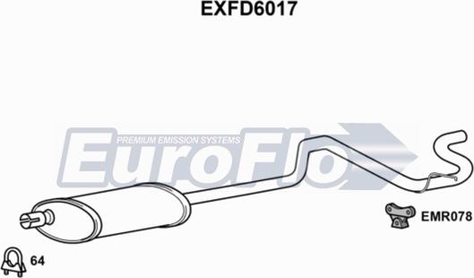 EuroFlo EXFD6017 - Izplūdes gāzu trokšņa slāpētājs (pēdējais) autodraugiem.lv