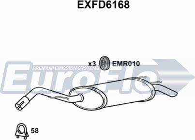 EuroFlo EXFD6168 - Izplūdes gāzu trokšņa slāpētājs (pēdējais) autodraugiem.lv