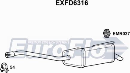EuroFlo EXFD6316 - Izplūdes gāzu trokšņa slāpētājs (pēdējais) autodraugiem.lv