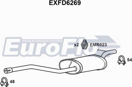 EuroFlo EXFD6269 - Izplūdes gāzu trokšņa slāpētājs (pēdējais) autodraugiem.lv