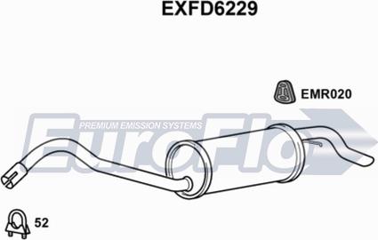 EuroFlo EXFD6229 - Izplūdes gāzu trokšņa slāpētājs (pēdējais) autodraugiem.lv