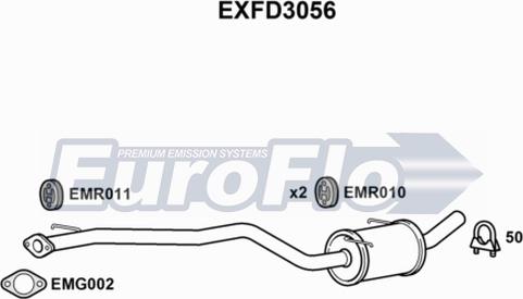 EuroFlo EXFD3056 - Vidējais izpl. gāzu trokšņa slāpētājs autodraugiem.lv