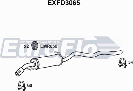 EuroFlo EXFD3065 - Vidējais izpl. gāzu trokšņa slāpētājs autodraugiem.lv