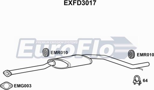 EuroFlo EXFD3017 - Vidējais izpl. gāzu trokšņa slāpētājs autodraugiem.lv