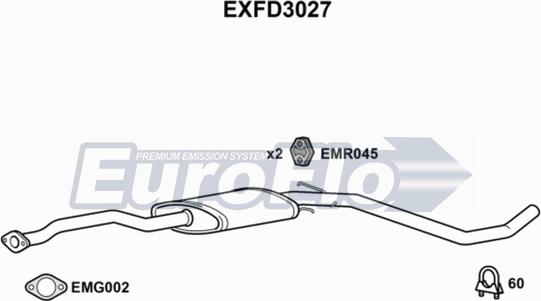 EuroFlo EXFD3027 - Vidējais izpl. gāzu trokšņa slāpētājs autodraugiem.lv