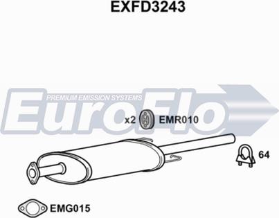 EuroFlo EXFD3243 - Vidējais izpl. gāzu trokšņa slāpētājs autodraugiem.lv