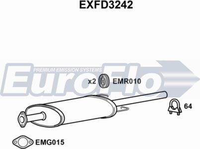 EuroFlo EXFD3242 - Vidējais izpl. gāzu trokšņa slāpētājs autodraugiem.lv