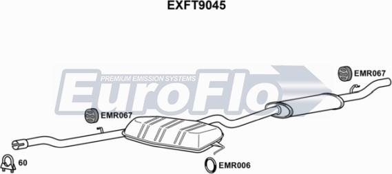 EuroFlo EXFT9045 - Vidējais / Gala izpl. gāzu trokšņa slāpētājs autodraugiem.lv