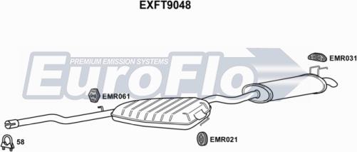 EuroFlo EXFT9048 - Vidējais / Gala izpl. gāzu trokšņa slāpētājs autodraugiem.lv