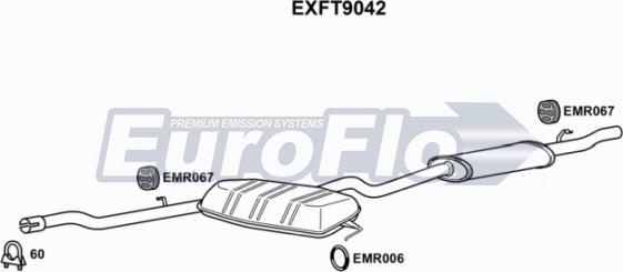 EuroFlo EXFT9042 - Vidējais / Gala izpl. gāzu trokšņa slāpētājs autodraugiem.lv
