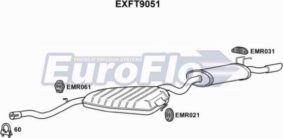EuroFlo EXFT9051 - Vidējais / Gala izpl. gāzu trokšņa slāpētājs autodraugiem.lv
