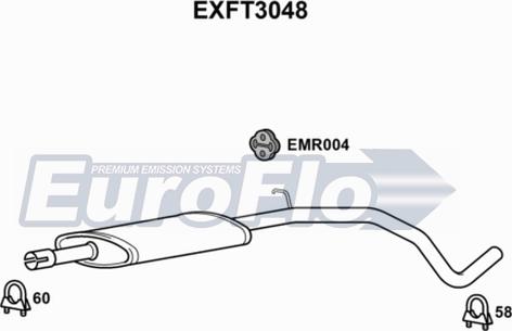 EuroFlo EXFT3048 - Vidējais izpl. gāzu trokšņa slāpētājs autodraugiem.lv