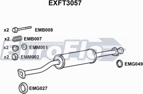 EuroFlo EXFT3057 - Vidējais izpl. gāzu trokšņa slāpētājs autodraugiem.lv