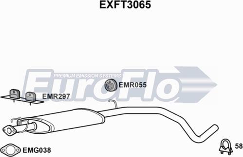 EuroFlo EXFT3065 - Vidējais izpl. gāzu trokšņa slāpētājs autodraugiem.lv