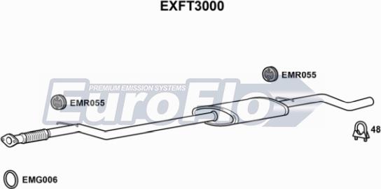 EuroFlo EXFT3000 - Vidējais izpl. gāzu trokšņa slāpētājs autodraugiem.lv