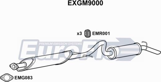 EuroFlo EXGM9000 - Vidējais / Gala izpl. gāzu trokšņa slāpētājs autodraugiem.lv