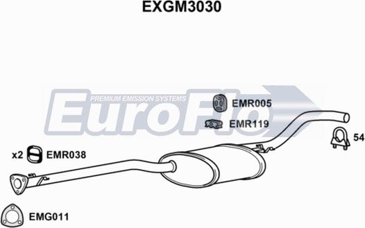 EuroFlo EXGM3030 - Vidējais izpl. gāzu trokšņa slāpētājs autodraugiem.lv