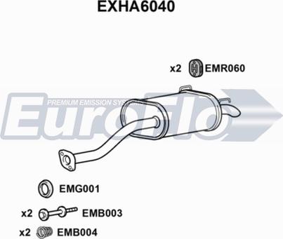 EuroFlo EXHA6040 - Izplūdes gāzu trokšņa slāpētājs (pēdējais) autodraugiem.lv