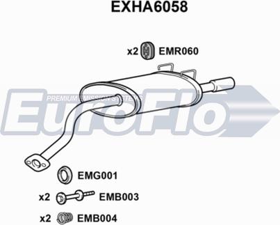 EuroFlo EXHA6058 - Izplūdes gāzu trokšņa slāpētājs (pēdējais) autodraugiem.lv