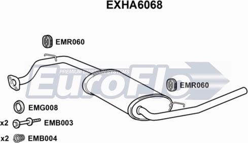 EuroFlo EXHA6068 - Izplūdes gāzu trokšņa slāpētājs (pēdējais) autodraugiem.lv