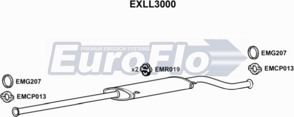 EuroFlo EXLL3000 - Vidējais izpl. gāzu trokšņa slāpētājs autodraugiem.lv