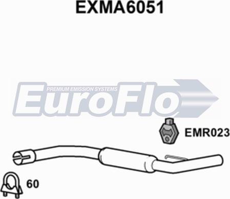 EuroFlo EXMA6051 - Izplūdes gāzu trokšņa slāpētājs (pēdējais) autodraugiem.lv