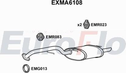 EuroFlo EXMA6108 - Trokšņa slāpētāja ieliktnis, Gala trokšņa slāpētājs autodraugiem.lv