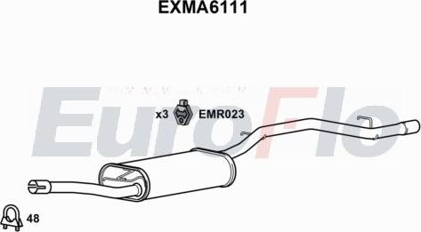 EuroFlo EXMA6111 - Trokšņa slāpētāja ieliktnis, Gala trokšņa slāpētājs autodraugiem.lv