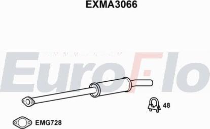 EuroFlo EXMA3066 - Trokšņa slāpētāja ieliktnis, Gala trokšņa slāpētājs autodraugiem.lv