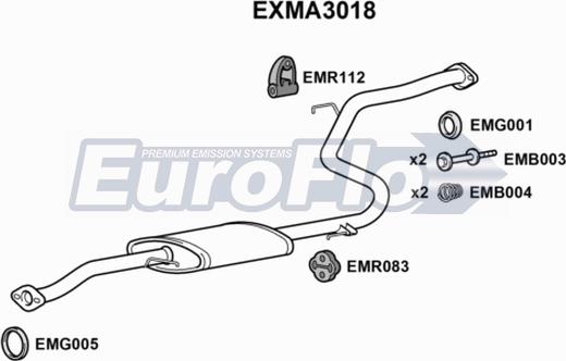 EuroFlo EXMA3018 - Vidējais izpl. gāzu trokšņa slāpētājs autodraugiem.lv