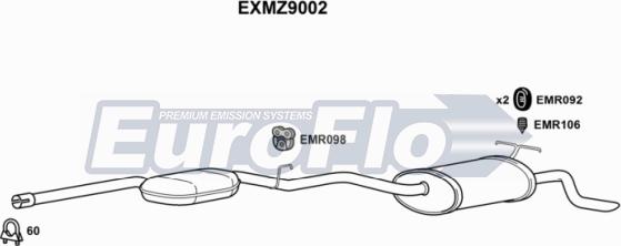 EuroFlo EXMZ9002 - Vidējais / Gala izpl. gāzu trokšņa slāpētājs autodraugiem.lv