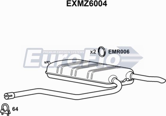 EuroFlo EXMZ6004 - Izplūdes gāzu trokšņa slāpētājs (pēdējais) autodraugiem.lv