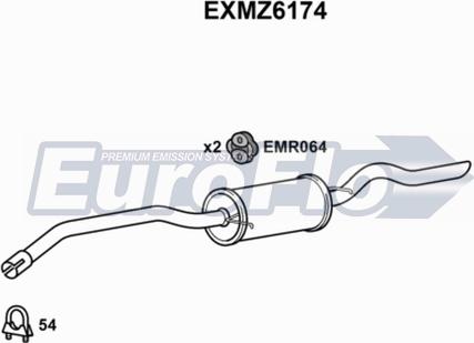 EuroFlo EXMZ6174 - Izplūdes gāzu trokšņa slāpētājs (pēdējais) autodraugiem.lv