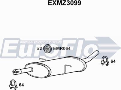 EuroFlo EXMZ3099 - Vidējais izpl. gāzu trokšņa slāpētājs autodraugiem.lv