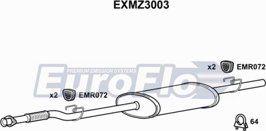 EuroFlo EXMZ3003 - Vidējais izpl. gāzu trokšņa slāpētājs autodraugiem.lv