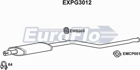 EuroFlo EXPG3012 - Vidējais izpl. gāzu trokšņa slāpētājs autodraugiem.lv