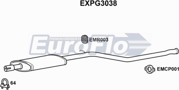 EuroFlo EXPG3038 - Vidējais izpl. gāzu trokšņa slāpētājs autodraugiem.lv