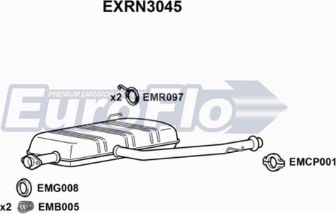 EuroFlo EXRN3045 - Vidējais izpl. gāzu trokšņa slāpētājs autodraugiem.lv