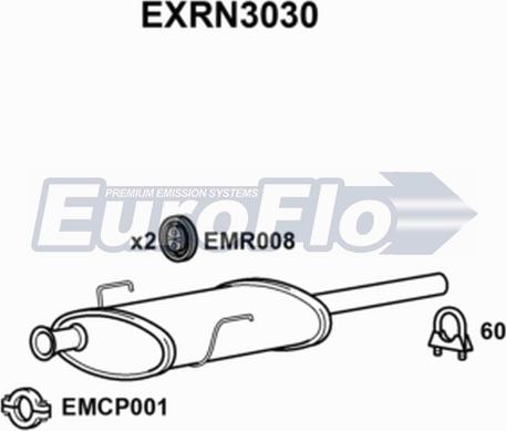 EuroFlo EXRN3030 - Vidējais izpl. gāzu trokšņa slāpētājs autodraugiem.lv