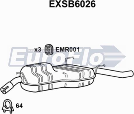 EuroFlo EXSB6026 - Izplūdes gāzu trokšņa slāpētājs (pēdējais) autodraugiem.lv