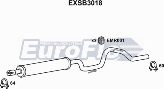 EuroFlo EXSB3018 - Vidējais izpl. gāzu trokšņa slāpētājs autodraugiem.lv