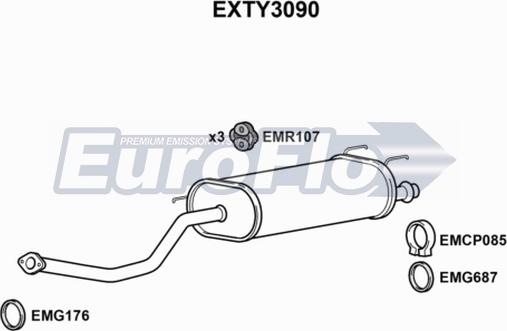 EuroFlo EXTY3090 - Vidējais izpl. gāzu trokšņa slāpētājs autodraugiem.lv